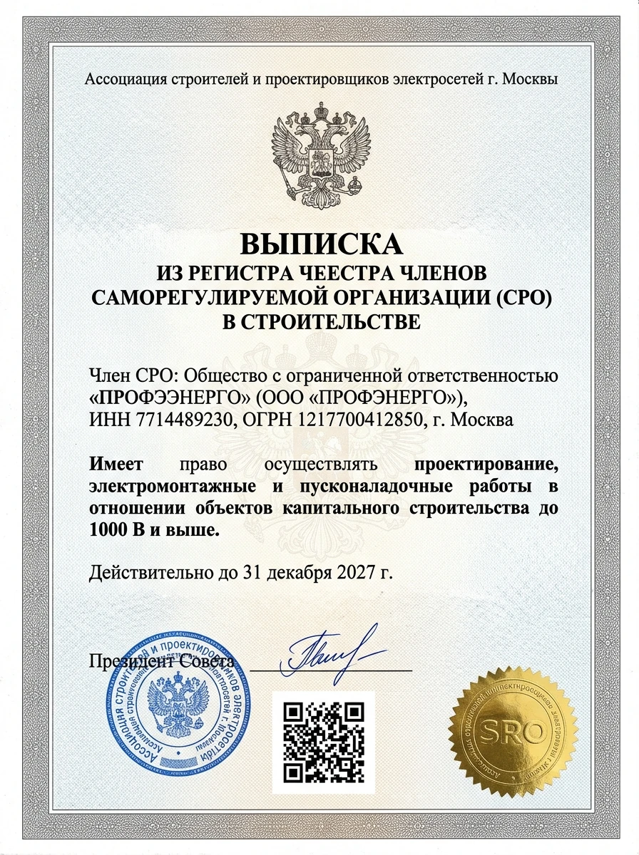 Допуск СРО на электромонтажные работы